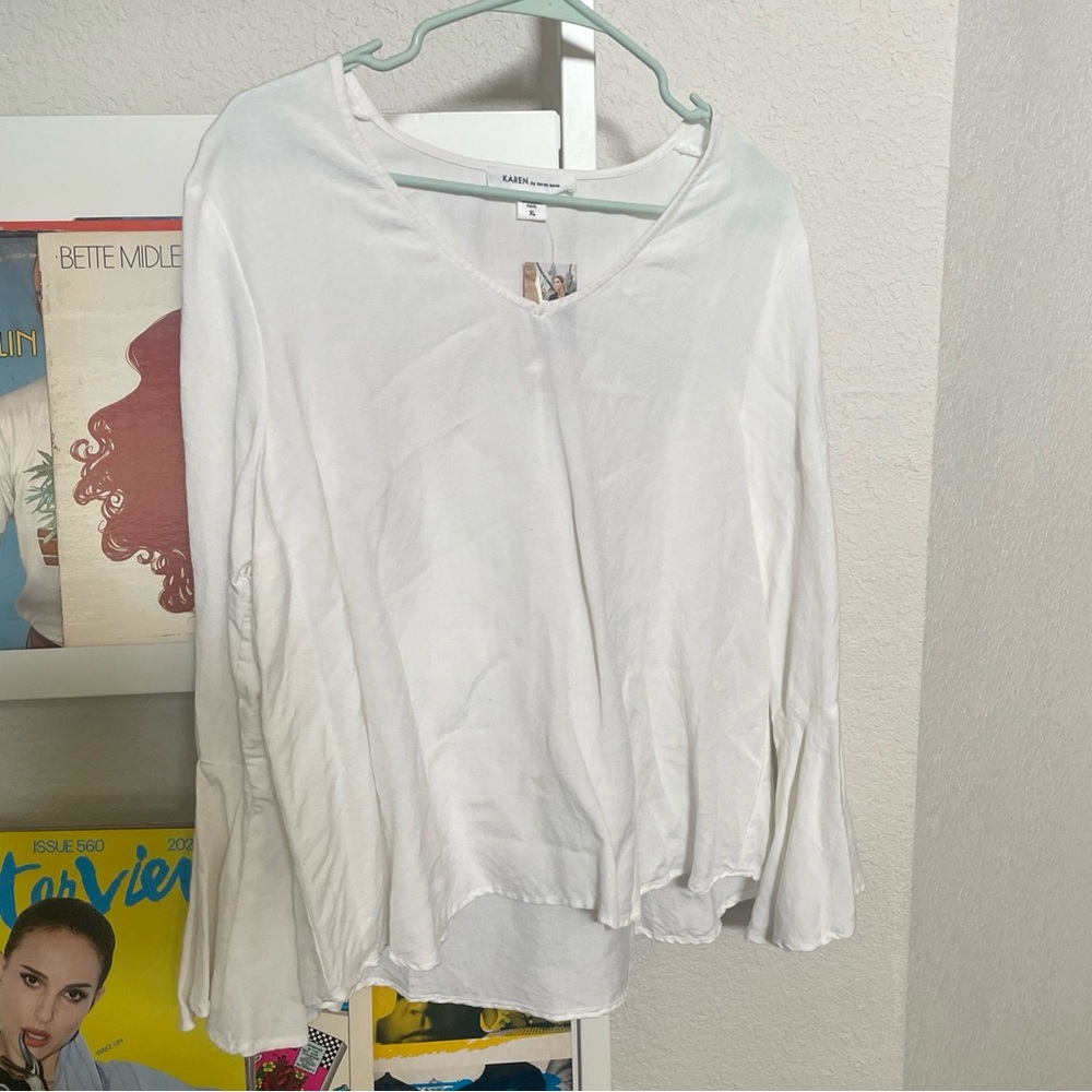 Karen by Karen Kane White Linen Top